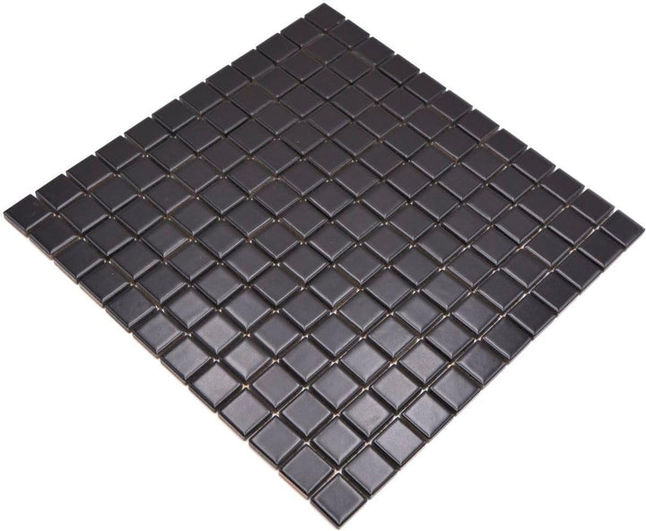 Mosaik Quadrat uni schwarz matt Keramik Mosaik, Mosaikstein Format: 23x23x6 mm, Bogengrösse: 300x300