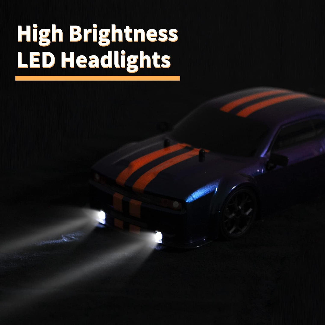 iBlivers Ferngesteuertes Drift Auto, GT RC Drift Fernbedienung im Massstab mit LED-Leuchten, 4WD Spi