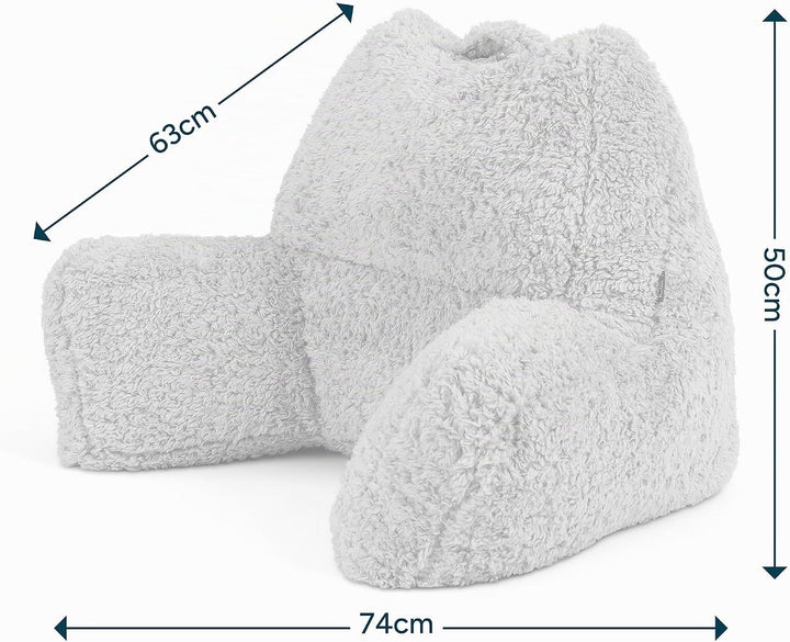 Icon Teddybär Rückenlehne Lesekissen, Grau, 2er Pack, Lesekissen Flauschig mit Sitzsack Füllung, Rüc