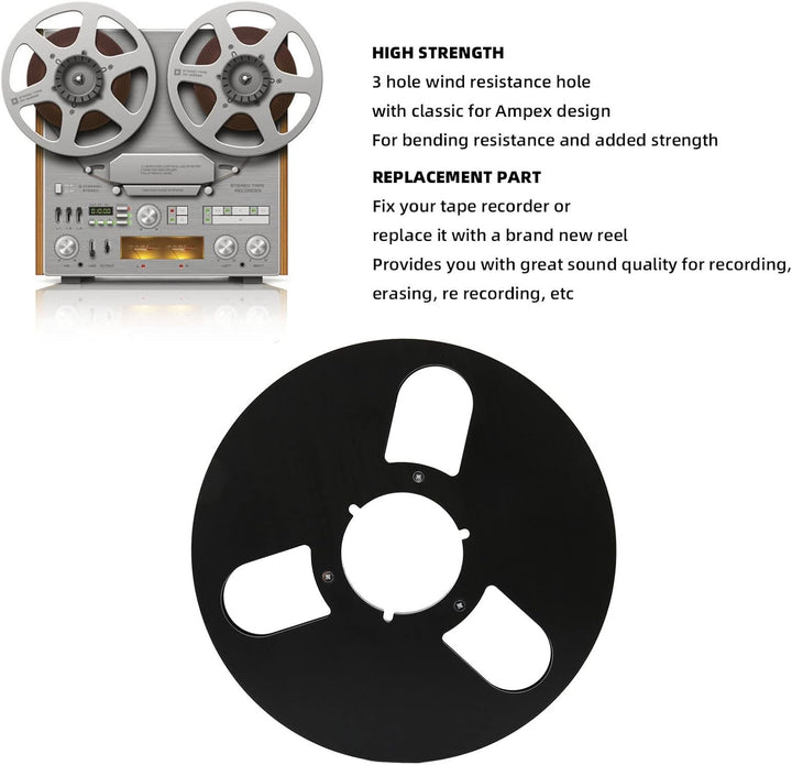 Aufnahmebandspule, 1/4 10-Zoll-Leerbandspule, Universelle 3-Loch-Aluminiumlegierung, Offene Spule fü