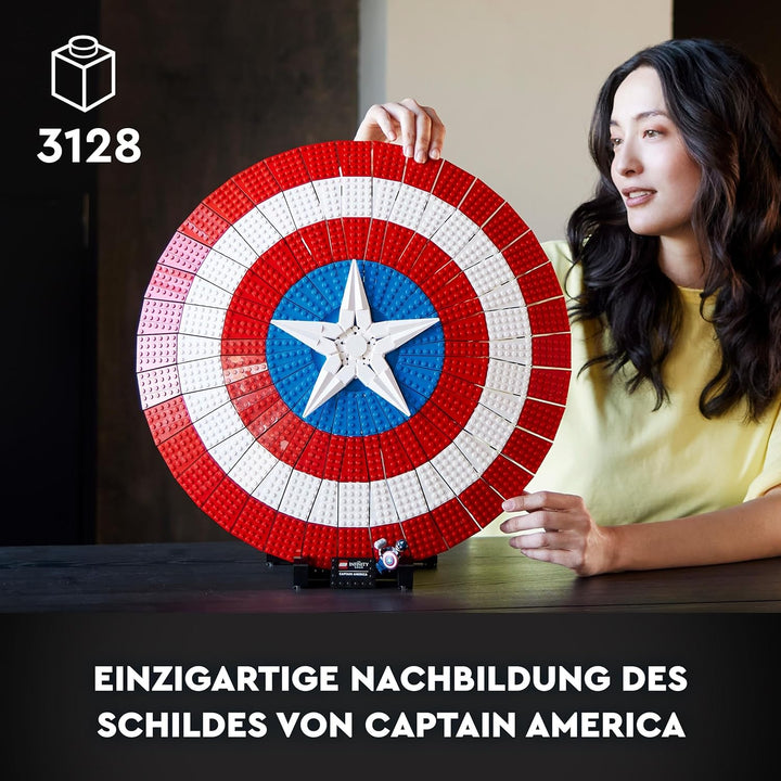 LEGO 76262 Marvel Captain Americas Schild Set, Avengers-Modellbausatz für Erwachsene mit Minifigur,