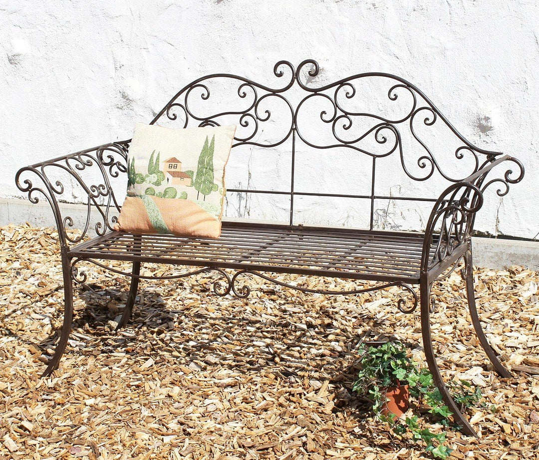 DanDiBo Gartenbank Metall Braun Wetterfest 146 cm 2 Sitzer Parkbank 111183 Antik Eisen Sitzbank Gart