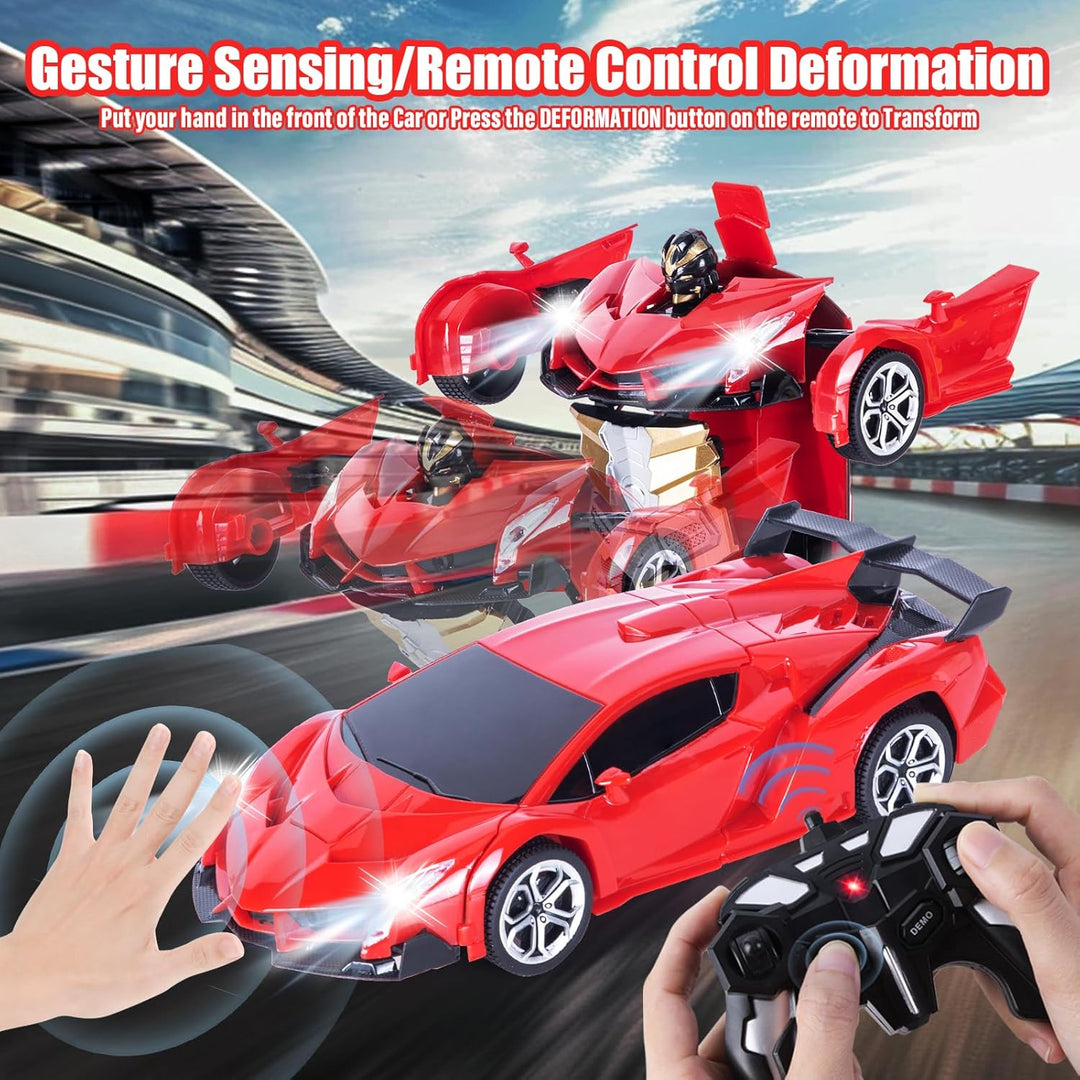 Ferngesteuertes Roboter Auto Kinder mit Gestenerfassung, Licht & Musik, 2.4GHz 360° Drehung 1:18 Ver