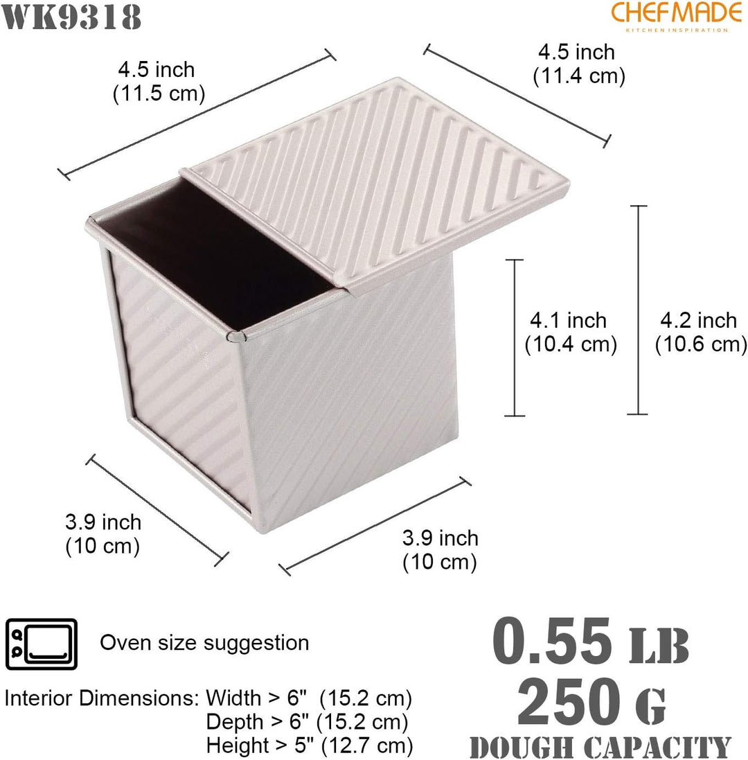 CHEFMADE Pullman Loaf Pan mit Lip, 0,55 Lb Teig Kapazität Nicht-stick Rechteck Well Toast Box für Of
