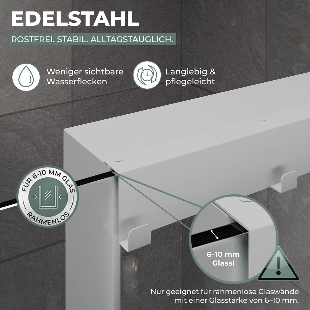 ShowerNIZR Duschregal Weiss - Duschablage ohne Bohren für Duschwand zum Hängen aus Edelstahl mit 4 H