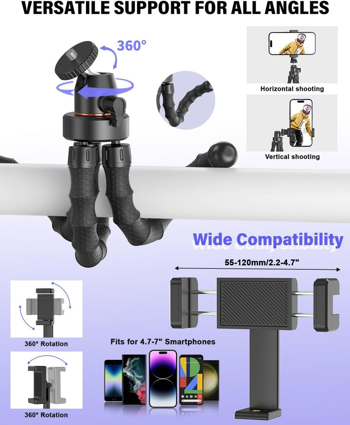 Vlogging Kit für iPhone/Android, YouTube Starter Kit mit kabellosem Mikrofon/Kamerastativ/Flexibles
