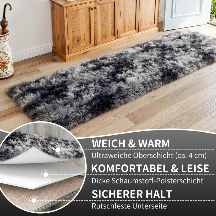 VOFUSHON Wohnzimmer Hochflor Teppich,Shaggy Flur Läufer Teppich Modern Flauschiger Weich Teppich Gro