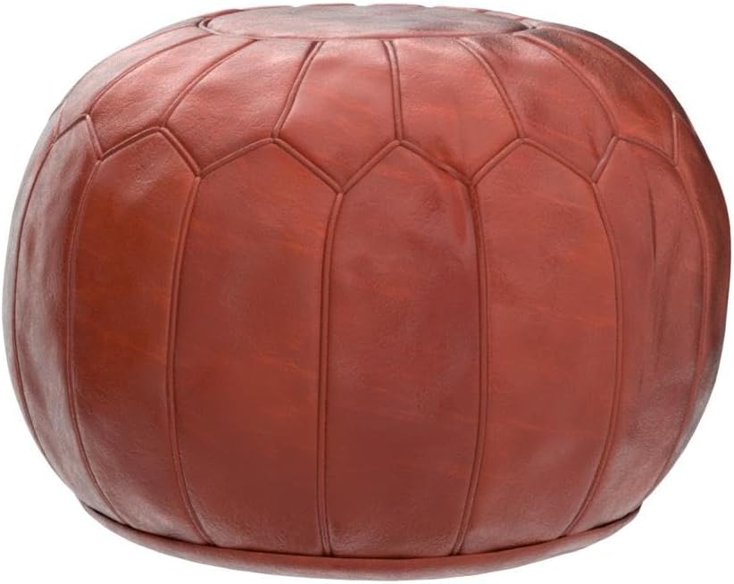 See the Good XL Echtleder Pouf - Handgefertigt - gefüllt geliefert - Ottoman Sitzsack Fusshocker Puf