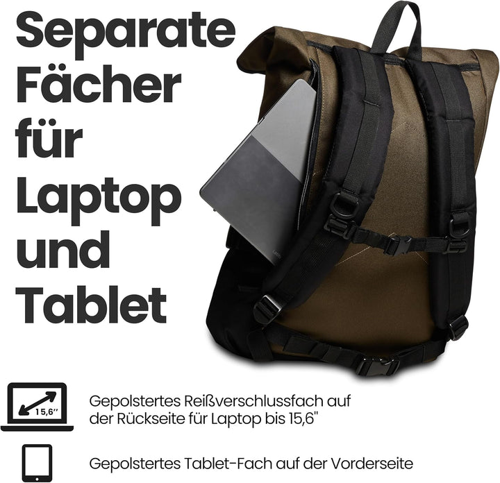 INVICTA ACT FOLD Rucksack aus nachhaltigem Stoff, Praktisch &amp; Unisex Leicht, kompakt, mit Laptopfach