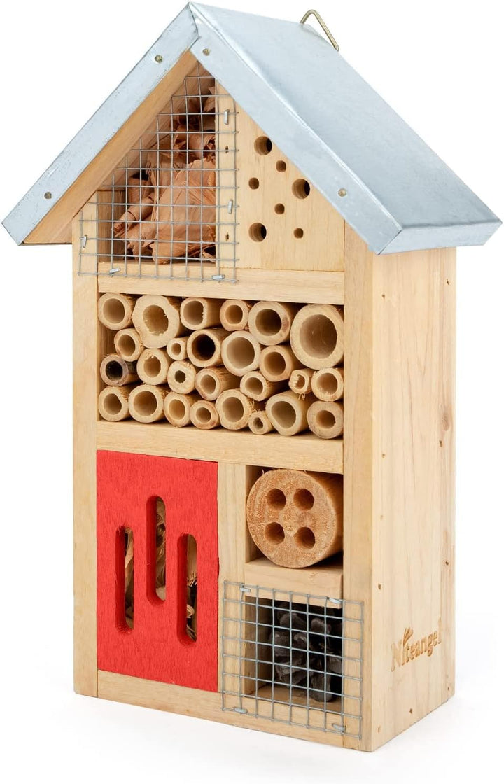 Niteangel Insektenhotel aus Naturholz für den Garten, Insektenhaus für Marienkäfer, Florfliegen, Sch