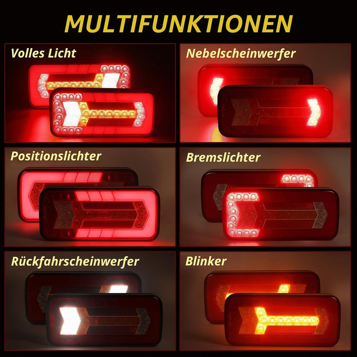 AOHEWEI 2 Stück Anhänger-Rückleuchten 12V/24V Superhelle wasserdichte Blinker Bremslichter Rücklicht