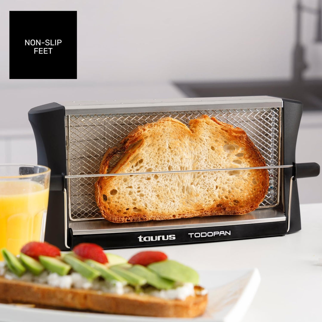 TAURUS 960632 Toaster aus Edelstahl, 700 W, für alle Brotsorten, mit Haltestab, Multicolour