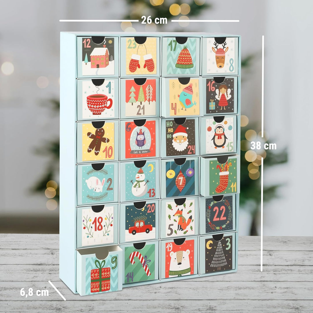 Adventskalender zum Selbst Befüllen – 24 wiederverwendbare Boxen (6x6x6 cm), Kalender DIY, ideal für