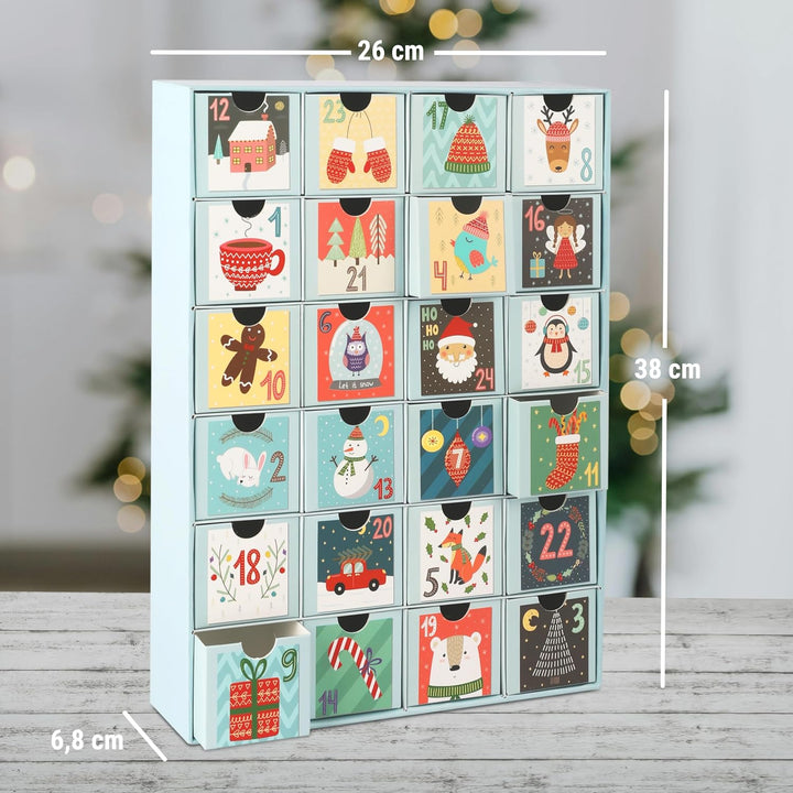 Adventskalender zum Selbst Befüllen – 24 wiederverwendbare Boxen (6x6x6 cm), Kalender DIY, ideal für