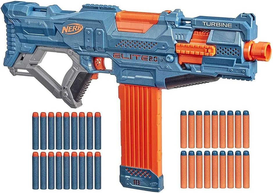 Nerf Elite 2.0 Turbine CS-18 motorisierter Blaster, 36 Nerf Darts, 18-Dart Clip-Magazin, Tactical Ra