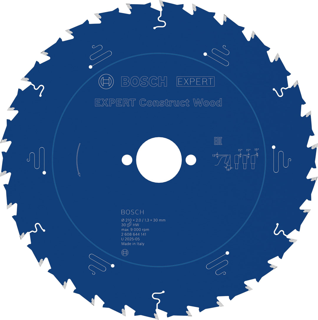 Bosch Professional Kreissägeblatt Expert for Construct Wood (Holz, 210 x 30 x 2 mm, 30 Zähne, Zubehö