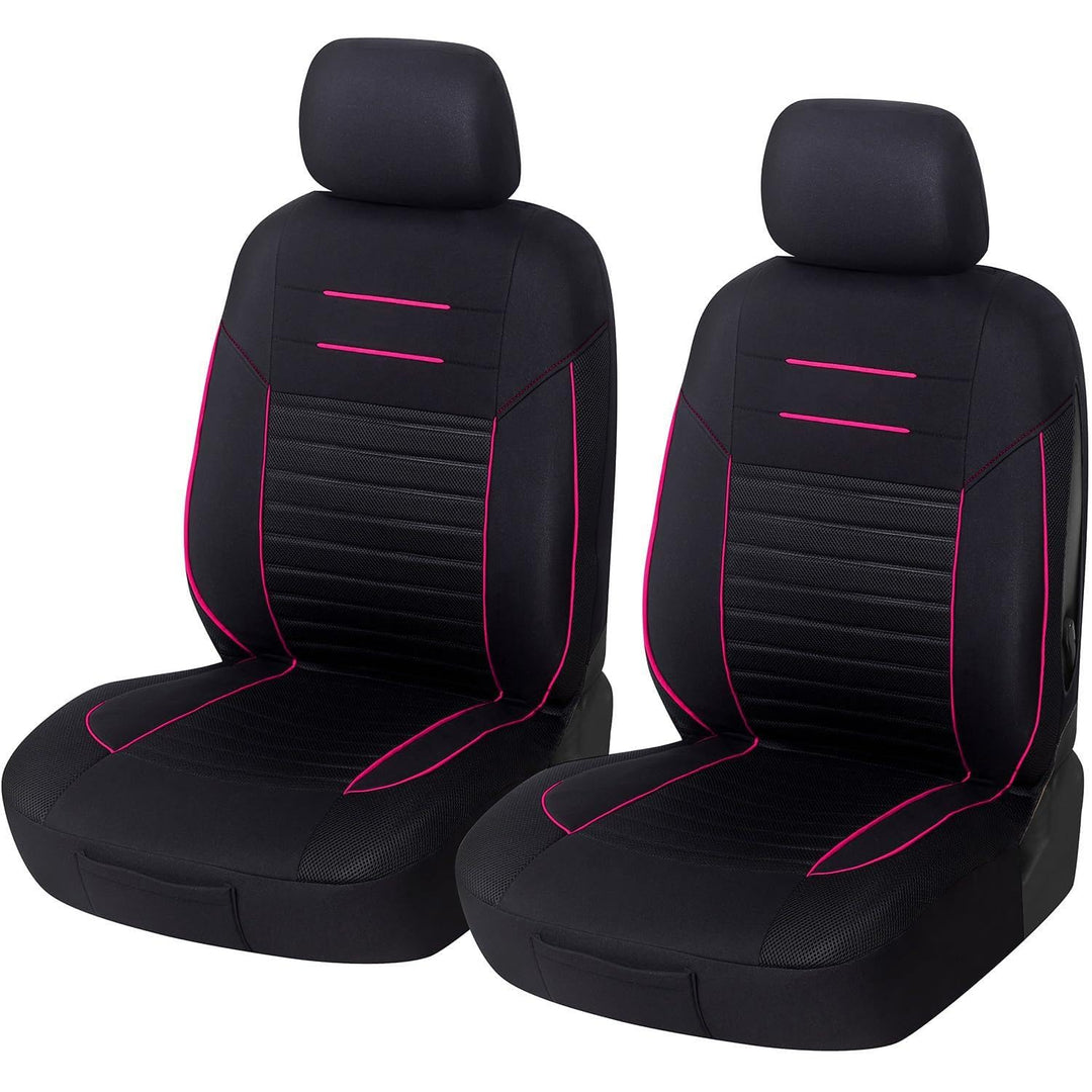 Upgrade4cars Auto-Sitzbezüge Vordersitze Schwarz Pink | Auto-Schonbezüge Set Vorne für Fahrersitz &amp;