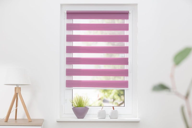 K-home Klemmfix Doppelrollo Madrid ohne Bohren Flieder 80 x 150 cm (B x L), Flieder 80 x 150 cm