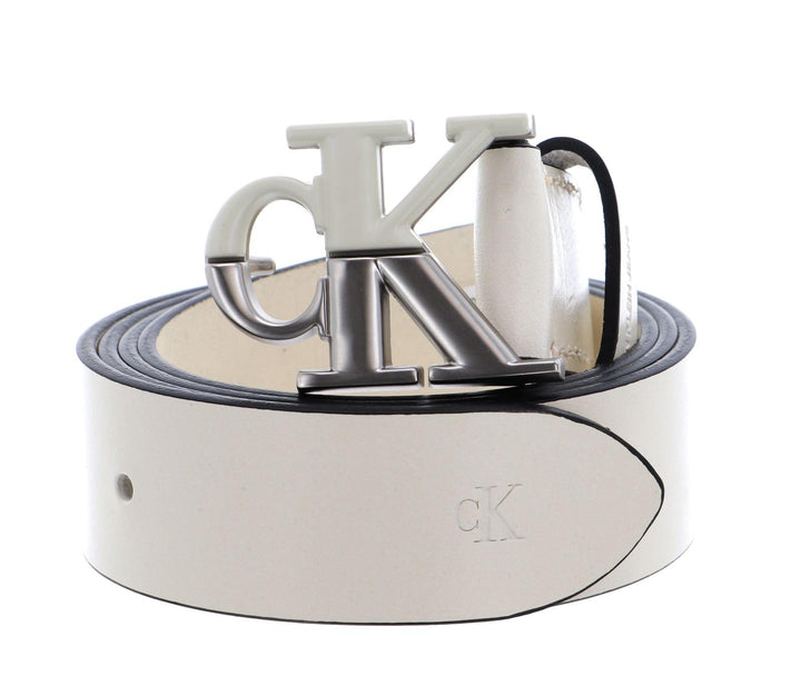 CALVIN KLEIN JEANS Gürtel zweifarbige Metall-Logo-Schliesse ecru