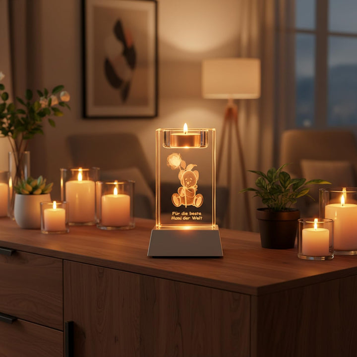 Kaltner Präsente Stimmungslicht - EIN ganz besonderes Geschenk: LED Kerze/Kristall Glasblock / 3D-La