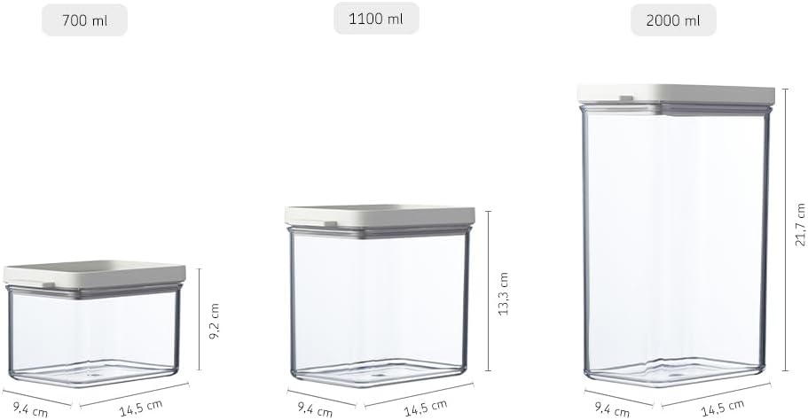 Mepal Vorratsdosen mit Deckel 3er-Set - Vorratsbehälter Luftdicht & Stapelbar - Küchenaufbewahrung &