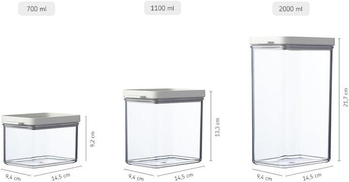 Mepal Vorratsdosen mit Deckel 3er-Set - Vorratsbehälter Luftdicht & Stapelbar - Küchenaufbewahrung &