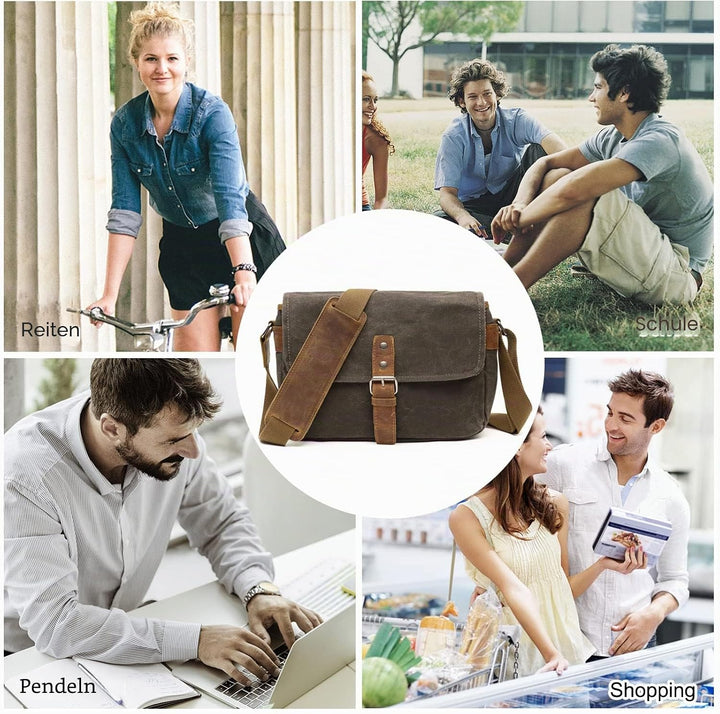 FANDARE Retro Kamera Umhängetasche Herren Segeltuch Arbeitstasche Damen Messenger Bag Schultertasche