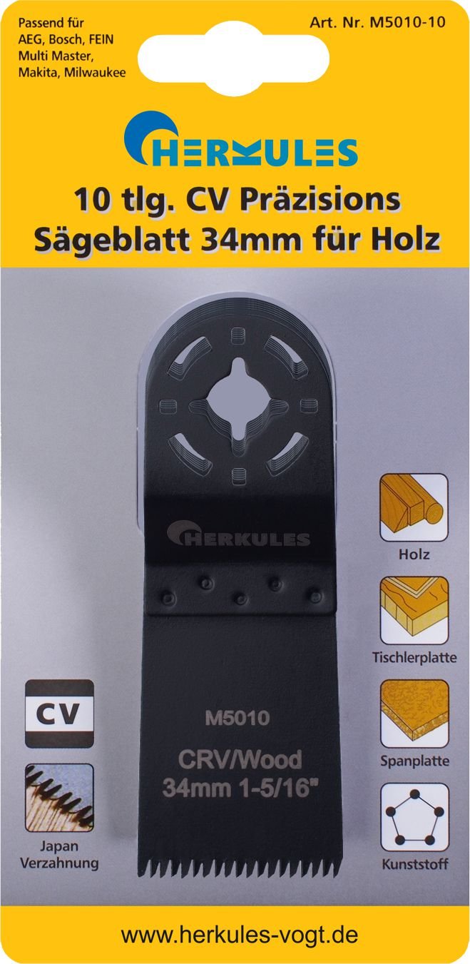 Herkules M5010-10 10-er Pack Japan Verzahnung CV Präzisions Sägeblatter für Holz, für Multischleifer
