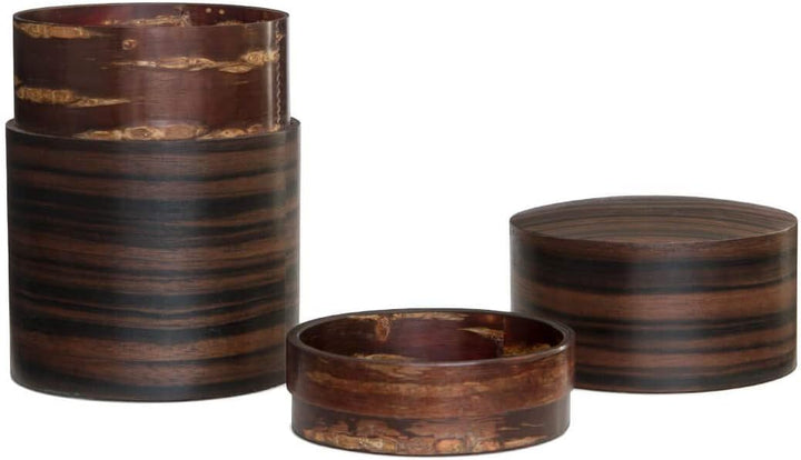 Denshiro - japanische Teedose rund 150g losen Tee, Obizutsu Ebony, braun, Eben-Holz und Kirschbaum-R