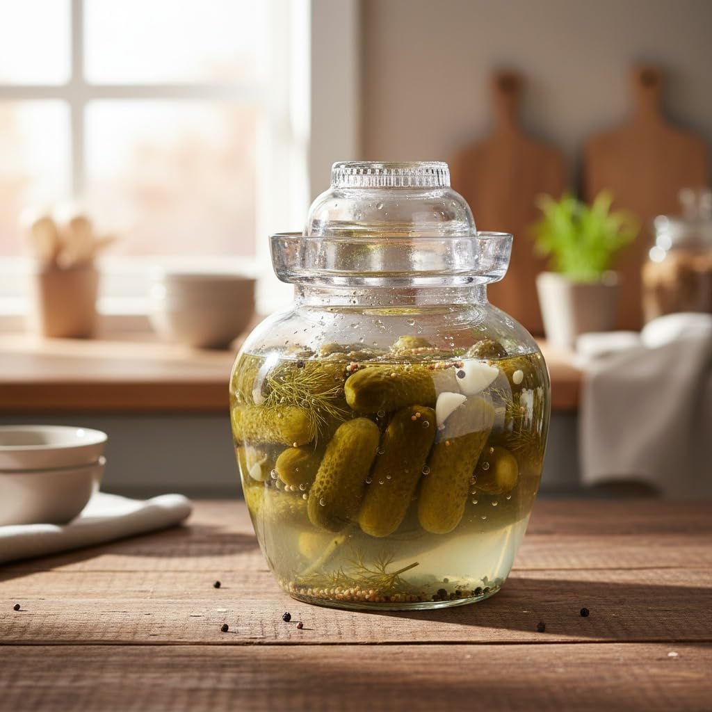 Kimchi -Glas Gärglas mit breiter Öffnung und Wasserverschluss Fermentieren Topf Gemüse Glastopf Glas