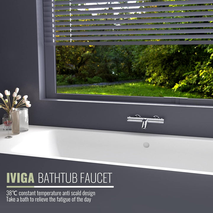 iVIGA Badewannenarmatur Thermostat, Badewannenarmatur aus Kupfer 38℃ Verbrühschutz Mischbatterie Bad