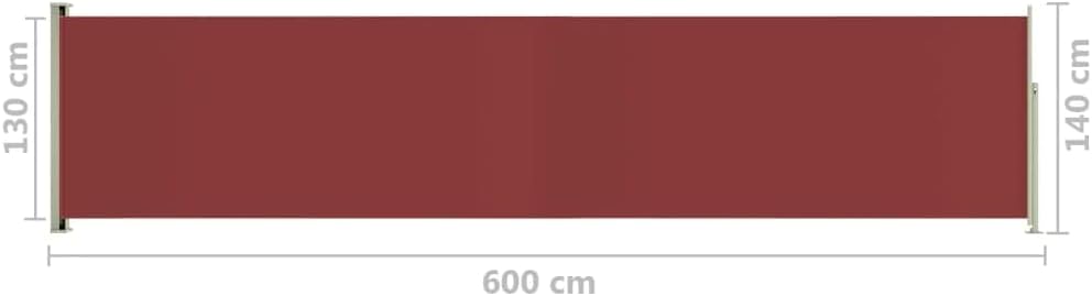FIRBNUS Seitenmarkise Ausziehbar 140x600 cm Rot Sichtschutz Balkon Sichtschutz Garten Sonnenschutz T