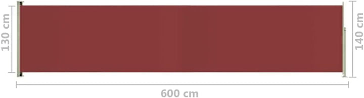 FIRBNUS Seitenmarkise Ausziehbar 140x600 cm Rot Sichtschutz Balkon Sichtschutz Garten Sonnenschutz T