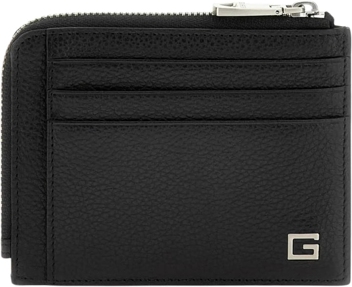 Guess Zurigo Multiple Leder-Kartenetui, Schwarz