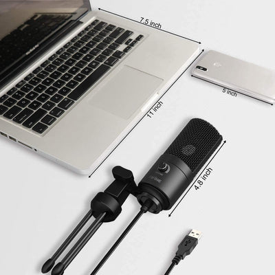 FIFINE USB Mikrofon, PC Kondensator Mikrofone mit Ständer, Studioqualität Aufnahme Microphone USB fü
