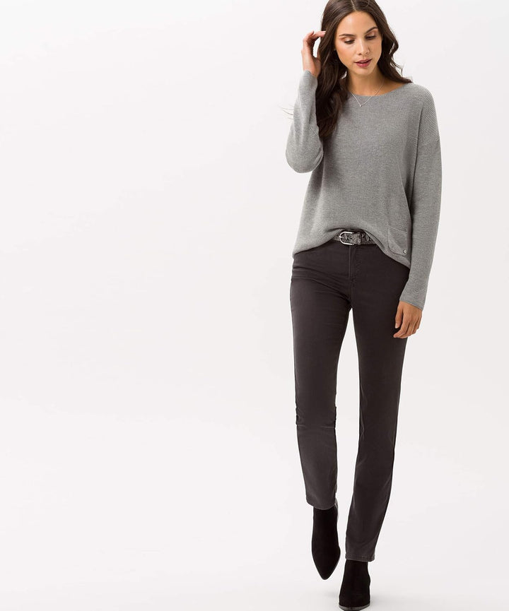 BRAX Damen Style Carola Five-Pocket wertigem Baumwollsatin Hose, Grey 1, 29W / 32L