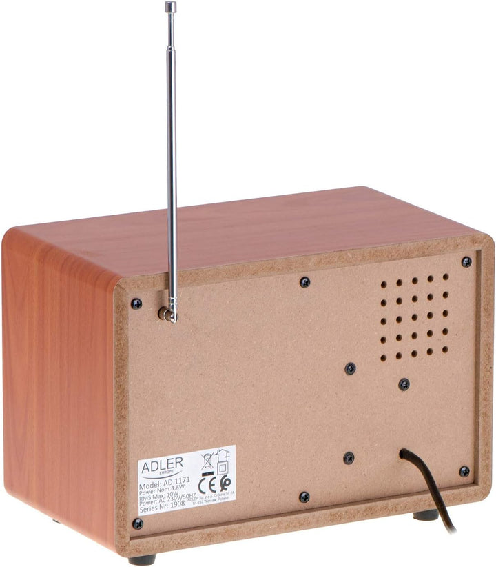 Adler Retro Radio mit Bluetooth und Teleskopantenne FM/AM 10W RMS Bass/Höhenkontrolle AD1171