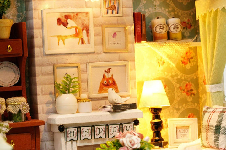 CUTEROOM DIY Puppenhaus aus Holz, Handcraft, Miniatur Kit-Salon, Modell und Möbel, Zeigen Fotos und