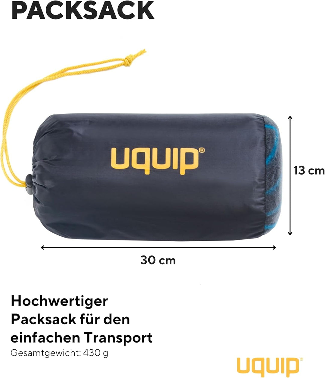 Uquip Picknickdecke Scotty M Grey I 120 x 150 cm I wasserdichte & schmutzabweisende Campingdecke I O