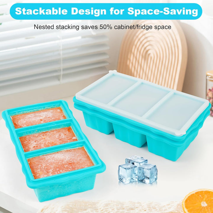 2er-Set Silikon-Gefrierformen für Suppen-Eiswürfel, 1-Tassen-Suppen-Gefrierformen mit Deckel für Mea