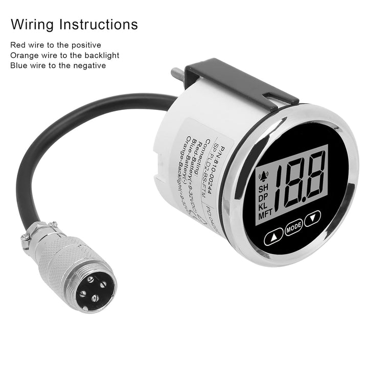 Tiefenmesser Boot,Bootstiefenmesser,52 Mm / 2 Zoll Marine-Tiefenmesser Digitaler Tiefenmesser Rang 1