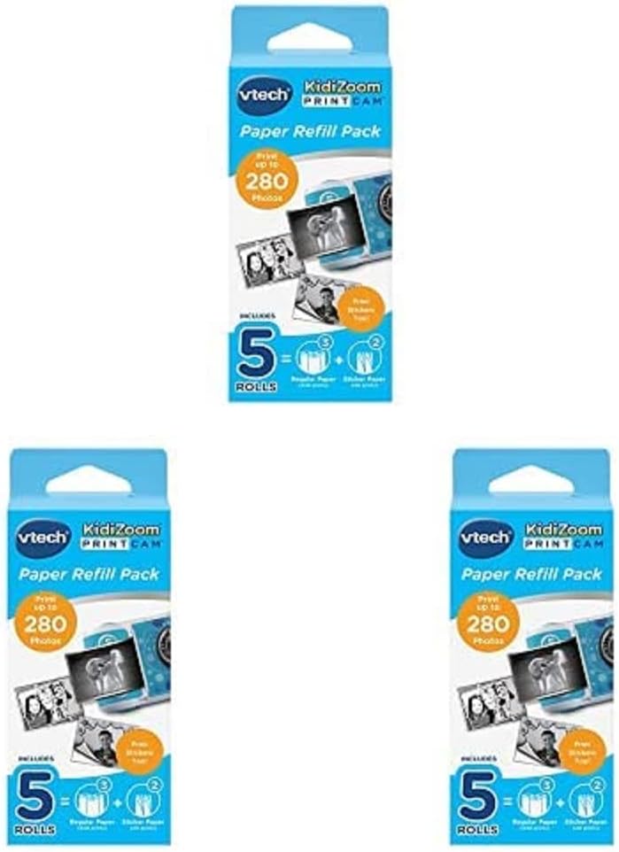 Vtech KidiZoom Print Cam - Thermopapier 80-417449 Kinderkamera, Mehrfarbig, 3er Pack, 3er Pack