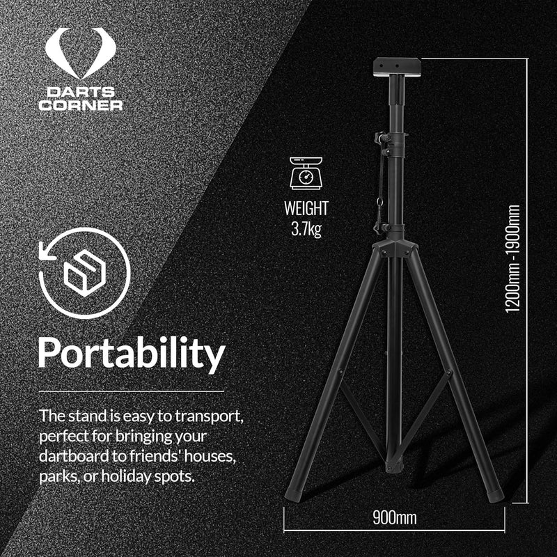 Darts Corner DM01 | Professionelles tragbares Dreibein-Stativ für Dartscheibe, Reiseständer für mobi