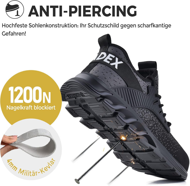 SUADEX Sicherheitsschuhe Arbeitsschuhe Herren Damen Leicht Stahlkappenschuhe Atmungsaktiv mit Stahlk