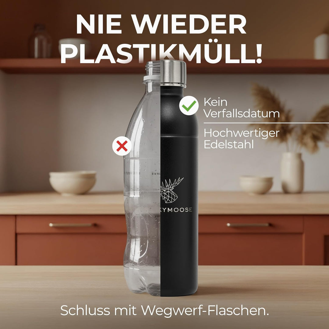 Infinity Edelstahlflaschen Wassersprudler 0,75L – Kompatibel mit der LM Infinity Serie, Aarke Carbon