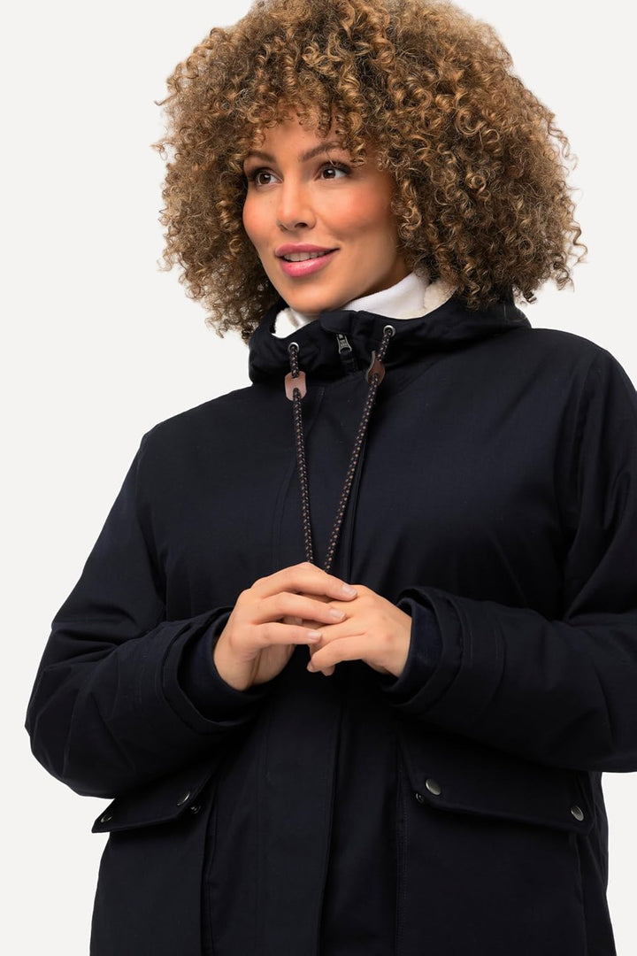 Ulla Popken Damen Hyprar Funktionsjacke mit Teddyfutter Jacken 58-60 marine, 58-60 marine