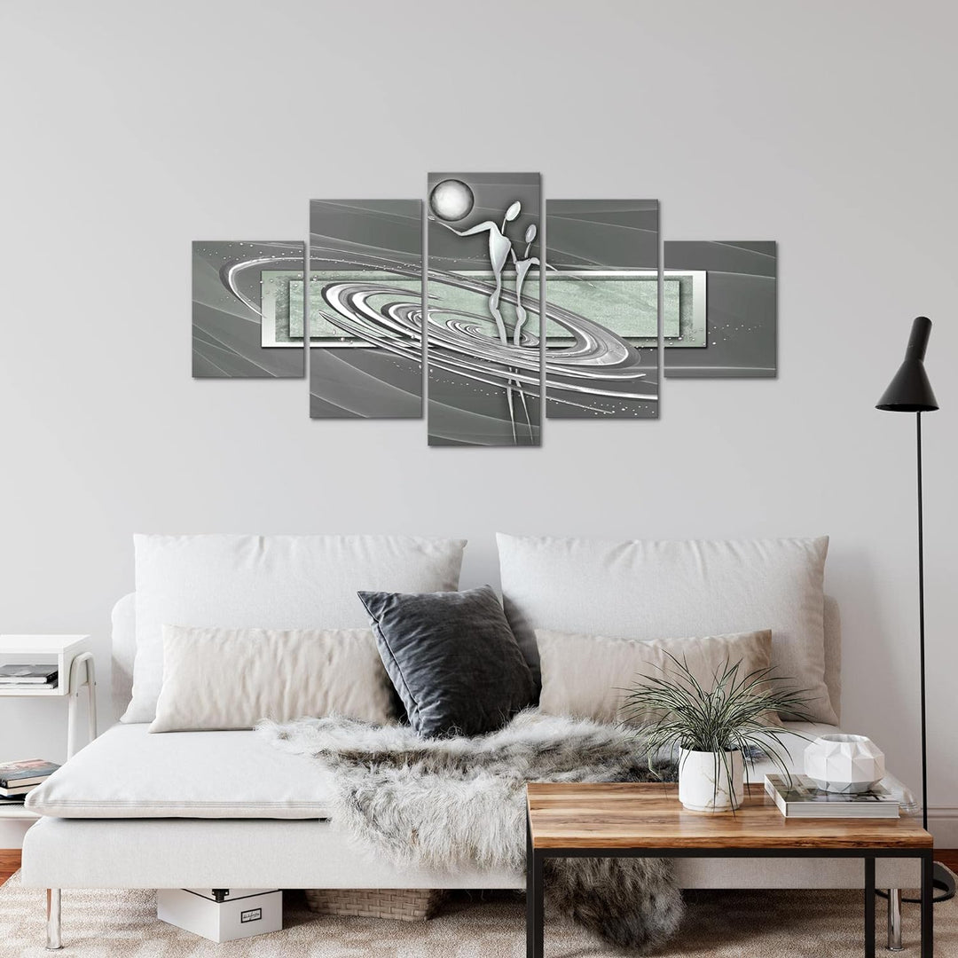 Runa Art Wandbilder Abstrakt Figuren 5 Teilig Bild auf Vlies Leinwand Deko Wohnzimmer Schlafzimmer L