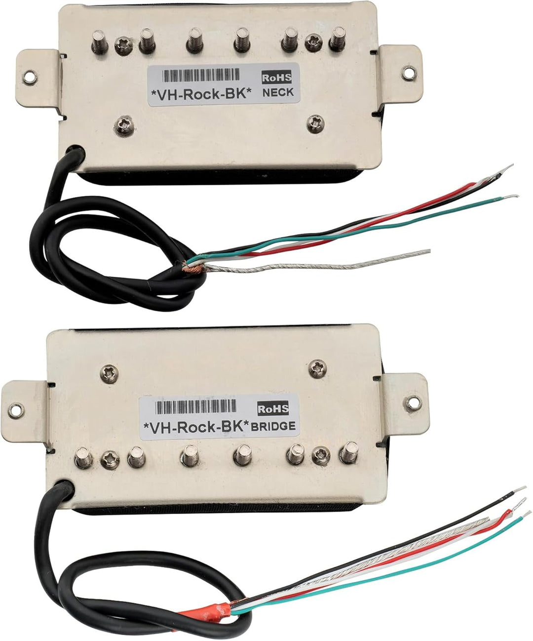 Artec VH-Rock Alnico 5 Uncovered Humbucker Tonabnehmer Hals Steg Pickups Set für E-Gitarre, Schwarz,