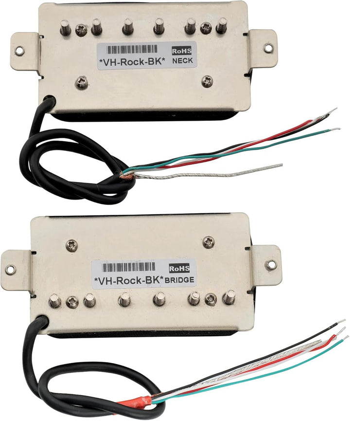 Artec VH-Rock Alnico 5 Uncovered Humbucker Tonabnehmer Hals Steg Pickups Set für E-Gitarre, Schwarz,