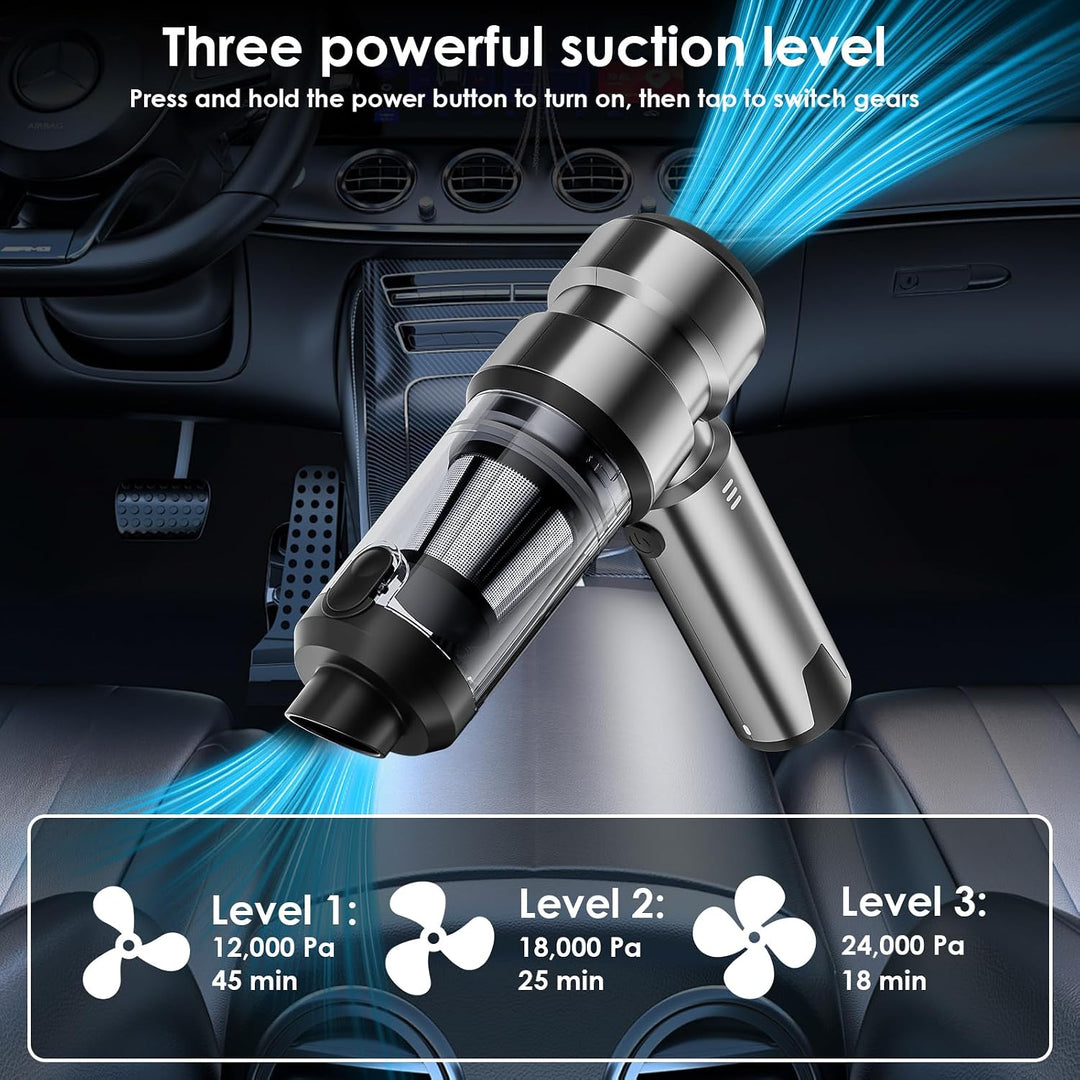 4-in-1 Handstaubsauger,Auto Staubsauger Stark, 24000PA Handstaubsauger Akku Kabellos Autostaubsauger